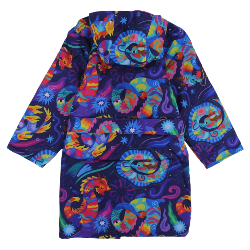 Girls Swim Robe – Navy with Colorful Print