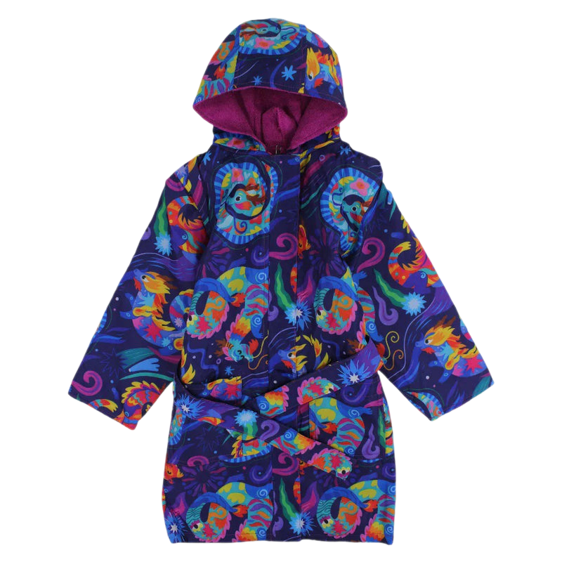 Girls Swim Robe – Navy with Colorful Print - Clothing - I.Wear