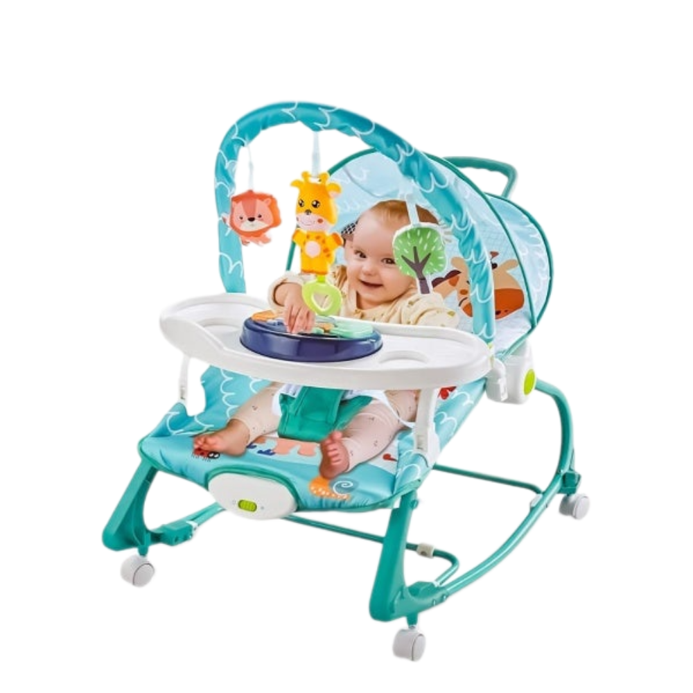 Umbrella Bouncer with Feeding Tray with Wheels – Mint