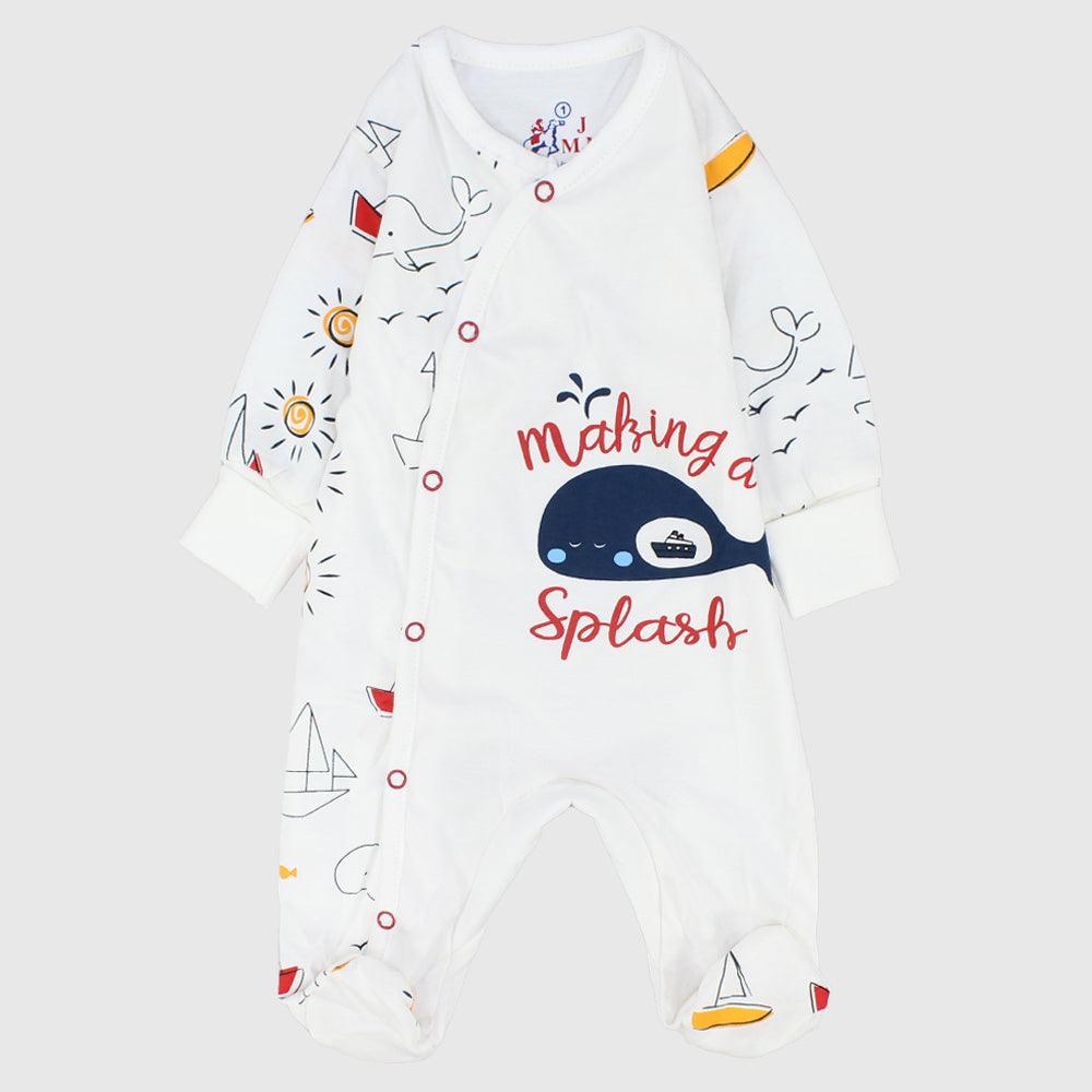 Splashing Whale Long-Sleeved Baby Footie - Ourkids - JOKY