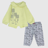 Square Flowers Long-Sleeved Pajama - Ourkids - Junior