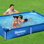 Steel Pro Frame Pool, 221 x 150 x 43 cm without pump, square, blue - Ourkids - Bestway