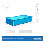 Steel Pro Frame Pool, 221 x 150 x 43 cm without pump, square, blue - Ourkids - Bestway