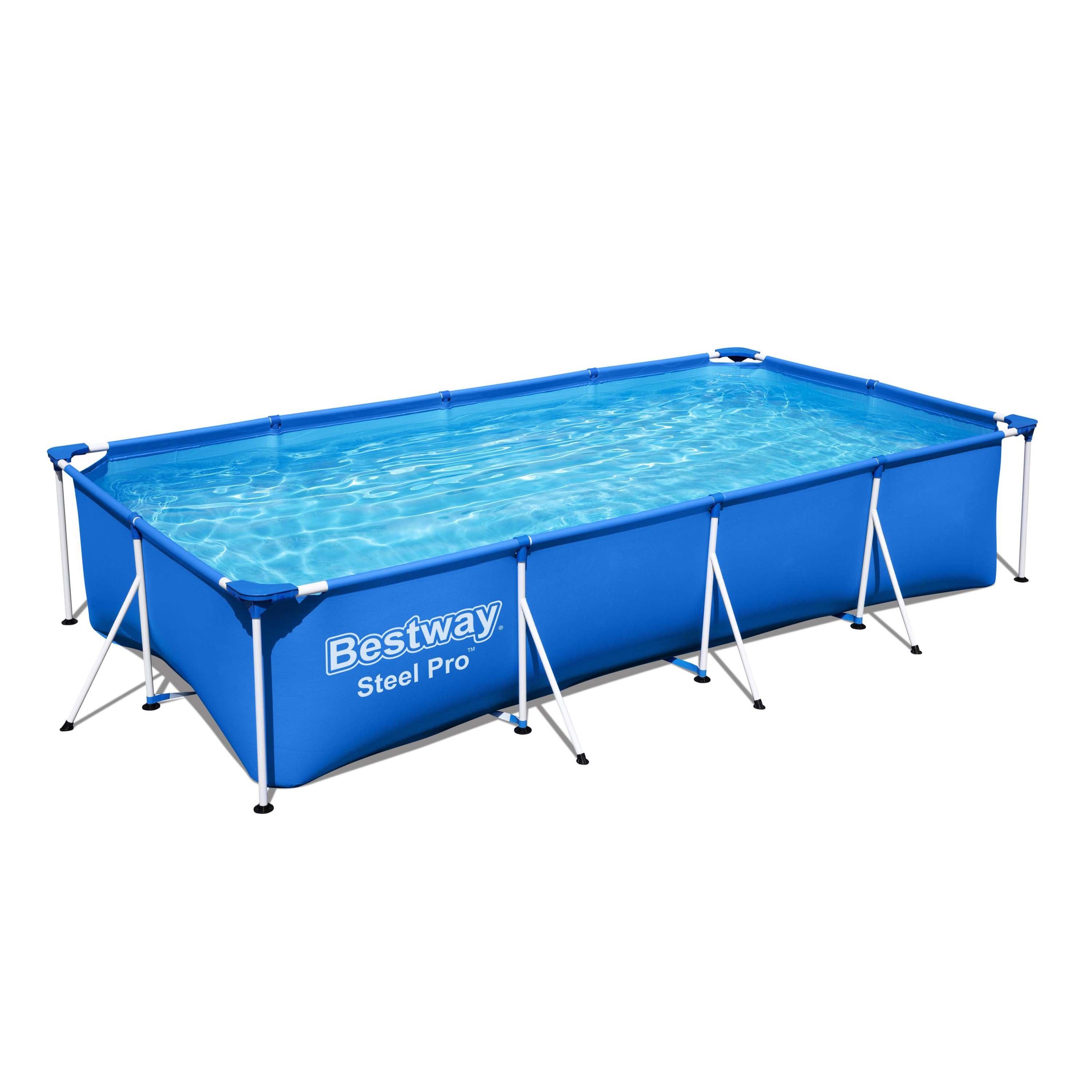 Steel Pro Frame Pool, 400 x 211 x 81 cm, without pump, square, blue - Ourkids - Bestway