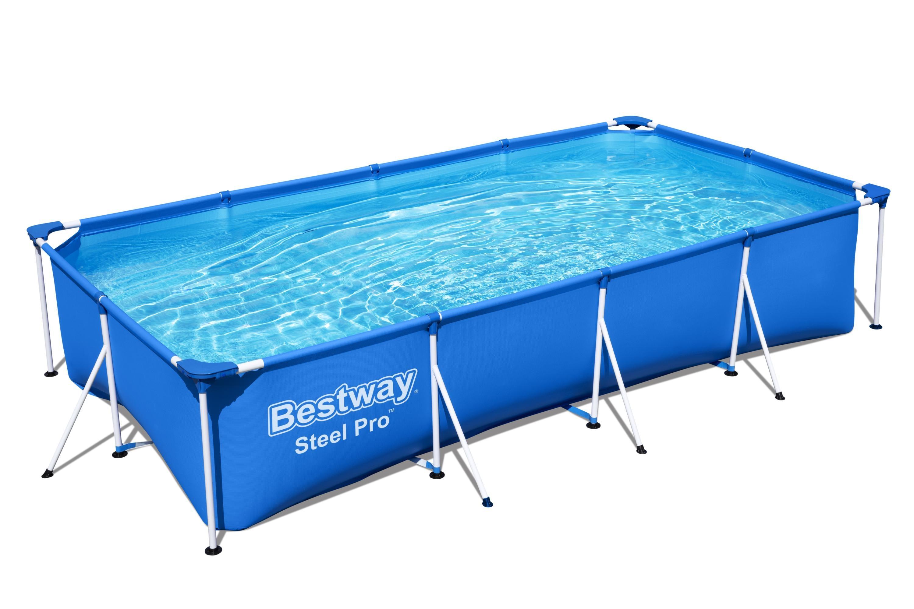 Steel Pro Frame Pool, 400 x 211 x 81 cm, without pump, square, blue - Ourkids - Bestway