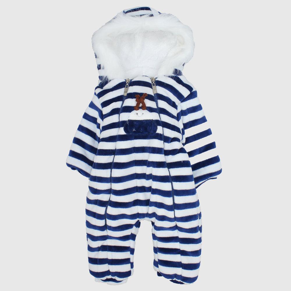 Striped Fleeced Hooded Overall - Ourkids - Bumber