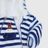 Striped Fleeced Hooded Overall - Ourkids - Bumber