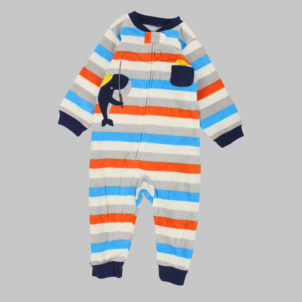 Striped Long-Sleeved Footless Onesie - Ourkids - Carter's