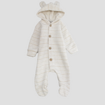 Striped Long-Sleeved Hooded Baby Footie - Ourkids - Berceau