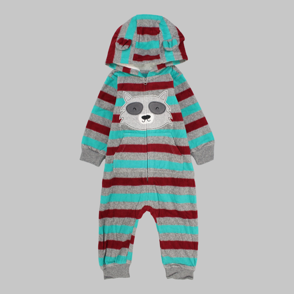 Striped Long-Sleeved Hooded Footless Onesie - Ourkids - Carter's