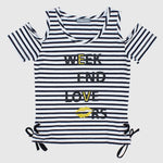 Striped Short-Sleeved T-Shirt - Ourkids - Pompelo