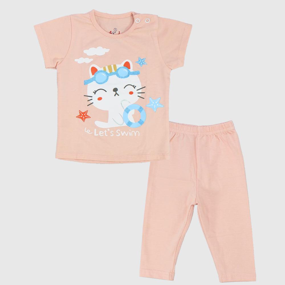 Swimming Cat Short-Sleeved Pajama - Ourkids - JOKY