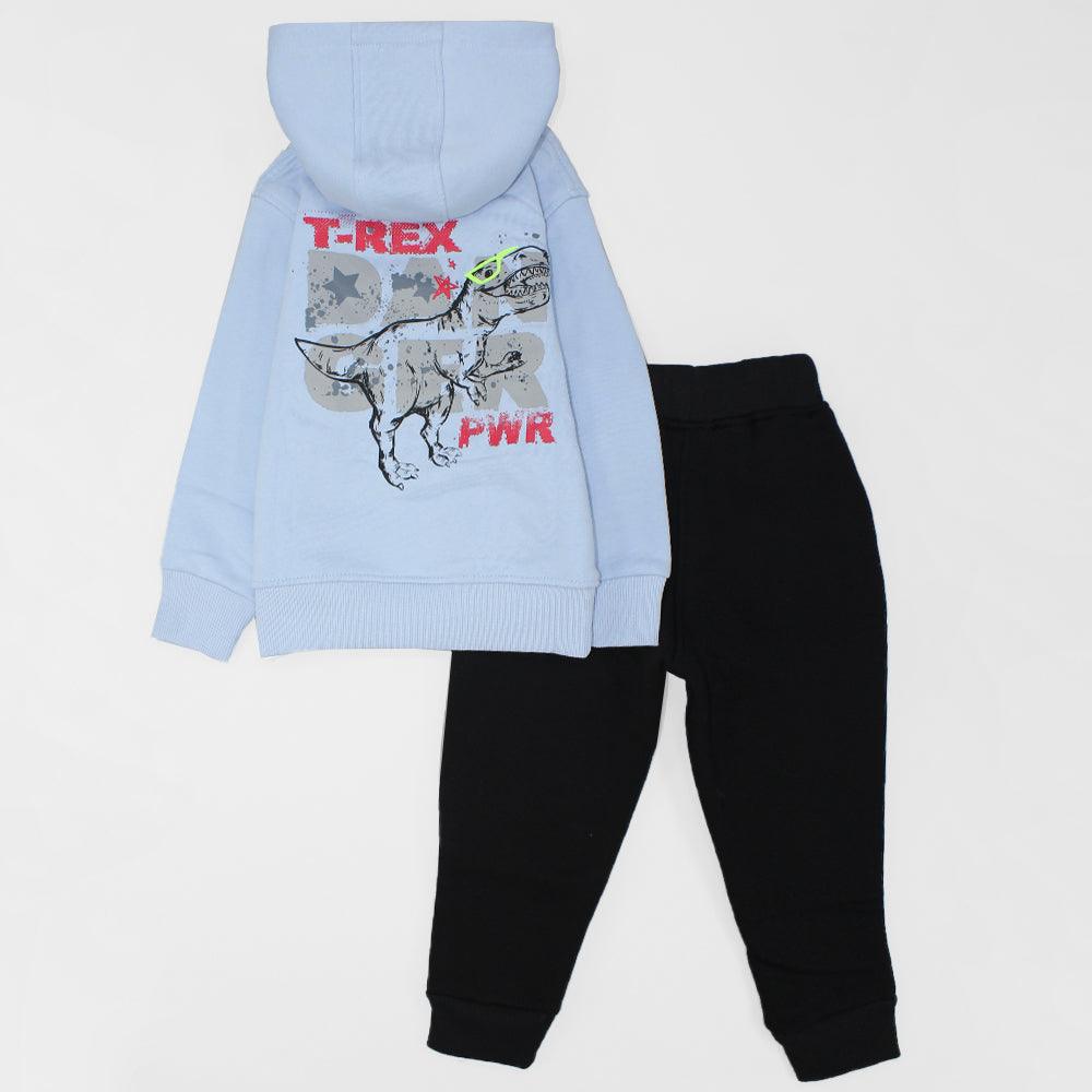 T-Rex Long-Sleeved Fleeced Hooded Pajama - Ourkids - Ourkids