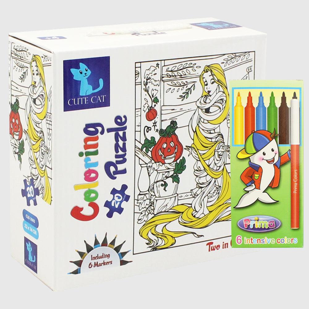 Tangled Coloring Puzzle 2 In 1 (20 & 24 Pieces) - Ourkids - Cute Cat