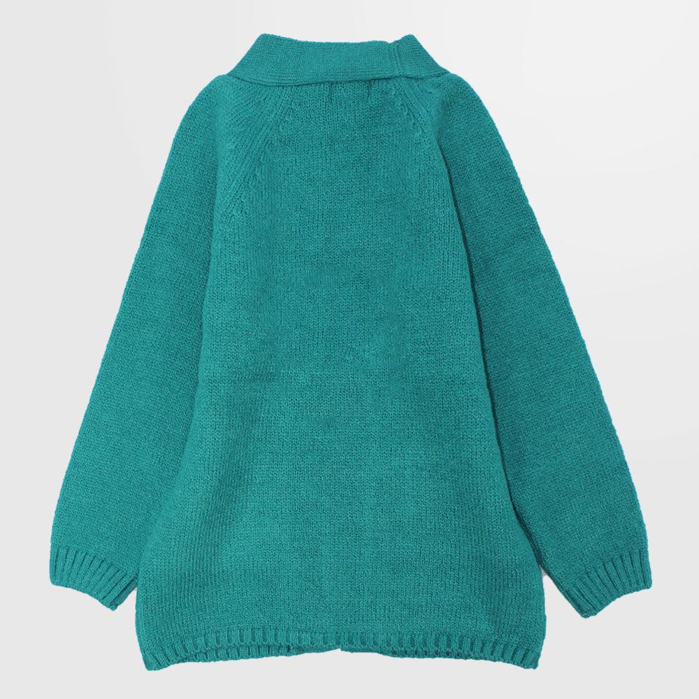 Teal Long-Sleeved Knit Cardigan - Ourkids - Playmore