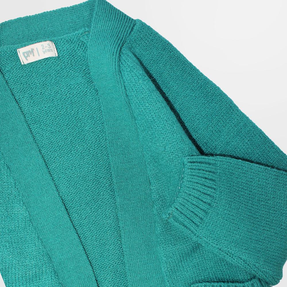 Teal Long-Sleeved Knit Cardigan - Ourkids - Playmore