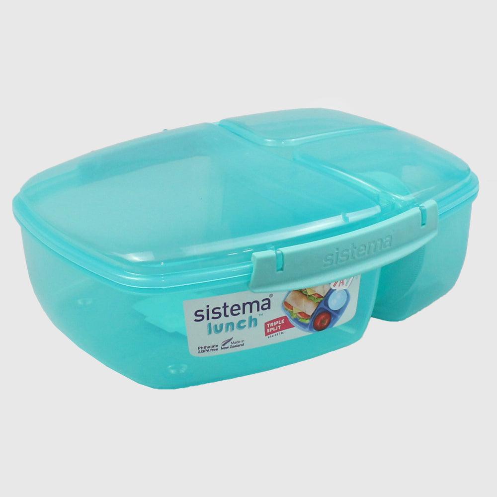 TEAL SISTEMA 2L TRIPLE SPLIT WITH YOGURT POT FOOD STORAGE - Ourkids - Sistema