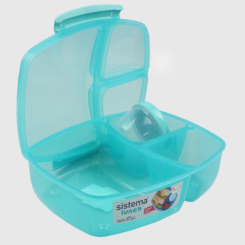 TEAL SISTEMA 2L TRIPLE SPLIT WITH YOGURT POT FOOD STORAGE - Ourkids - Sistema