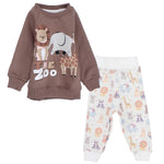 The Zoo Long-Sleeved Fleeced Pajama - Ourkids - Rosso