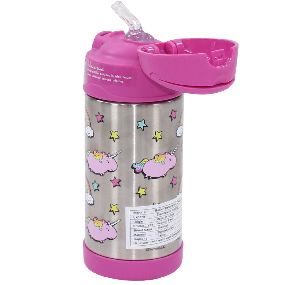 Thermos FUNTAINER 355 ml STAINLESS STEEL WATER BOTTLE WITH STRAW - CHUBBY UNICORN - Ourkids - Thermos