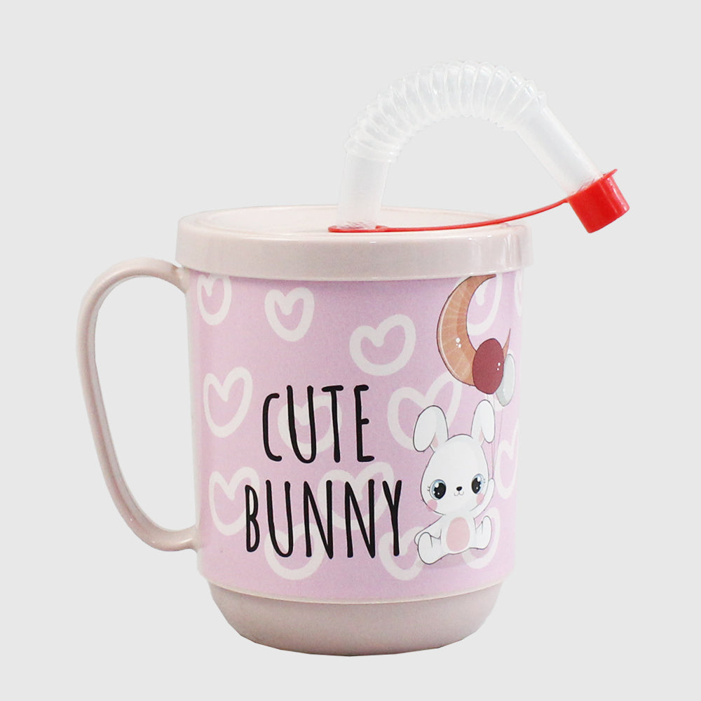 Titiz Plastic Funny Mug With Straw 350 ml (Cute Bunny) - Ourkids - TİTİZ