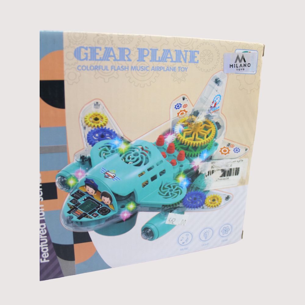 Transparent Bump and Go Airplane with 3D Lightning, Moving Gears, and Music - Ourkids - OKO