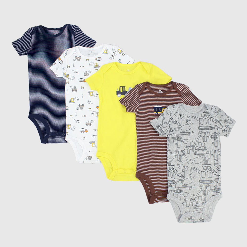 Transportation Short-Sleeved Bodysuit (Pack Of 5) - Ourkids - Baby Land