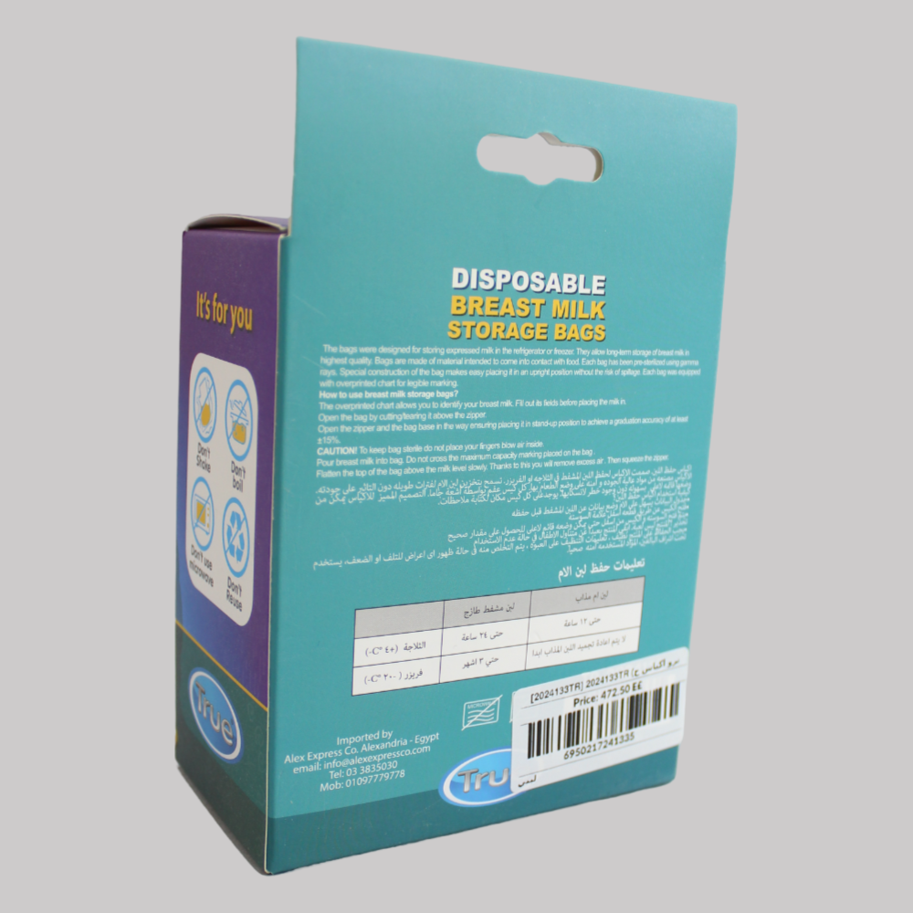 True Expressed Milk Storage Bags, 30 Pieces, Size 250 ml - Ourkids - True
