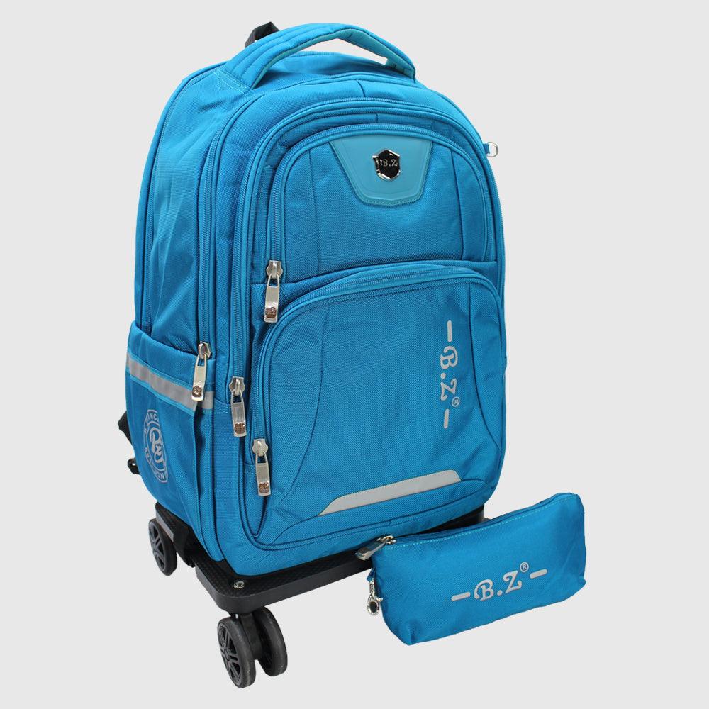 Turquoise 18 Inches Trolley Backpack + Pencil Case - Ourkids - B.Z.