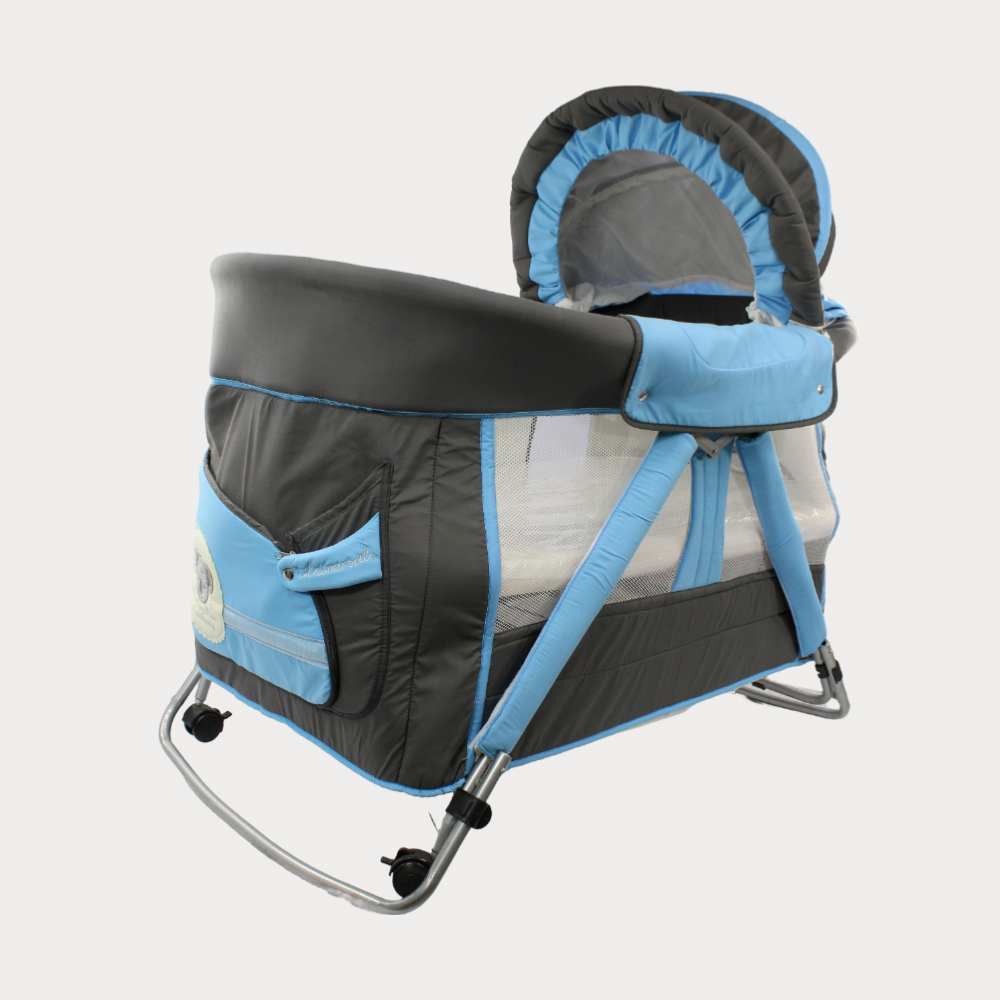 Turquoise Mini Rocking Baby Crib - Ourkids - Universal