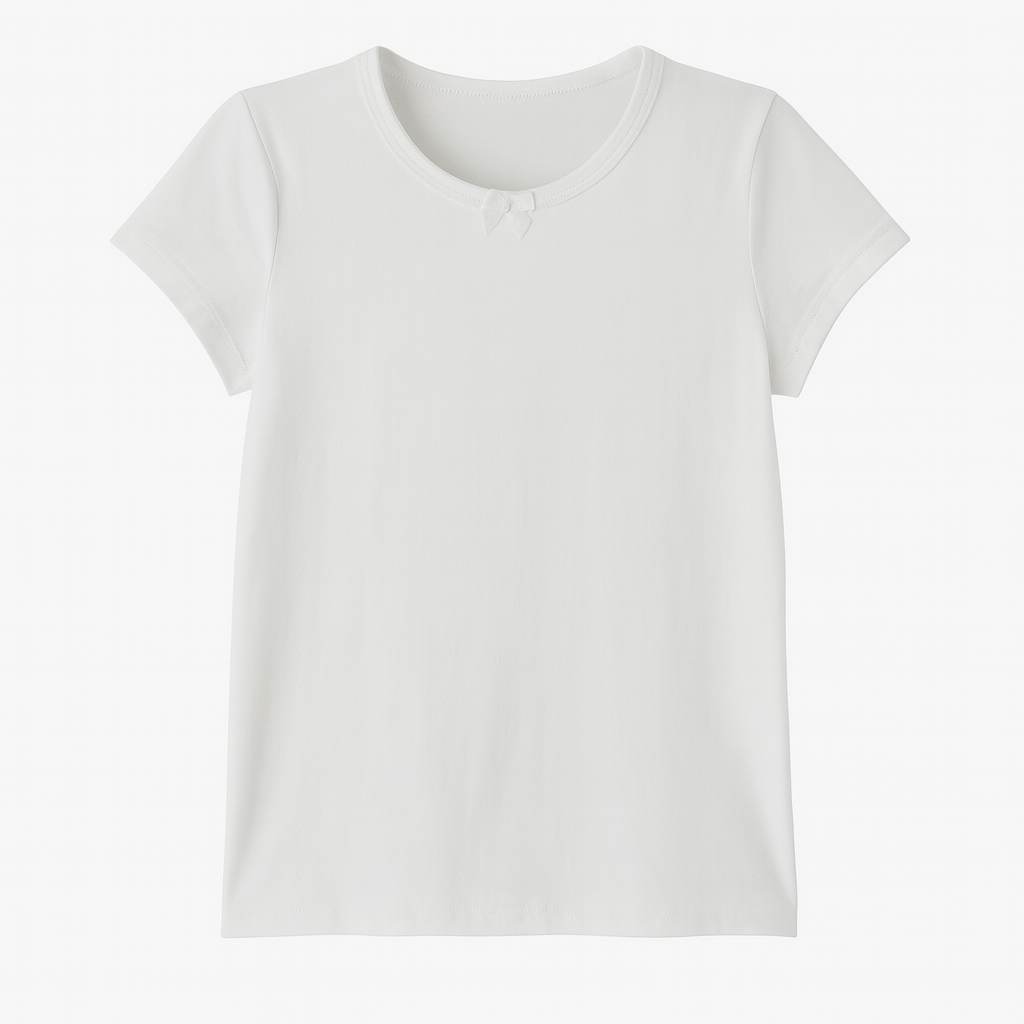 Girls Cotton Short-Sleeved Undershirt – White - Clothing - Junior