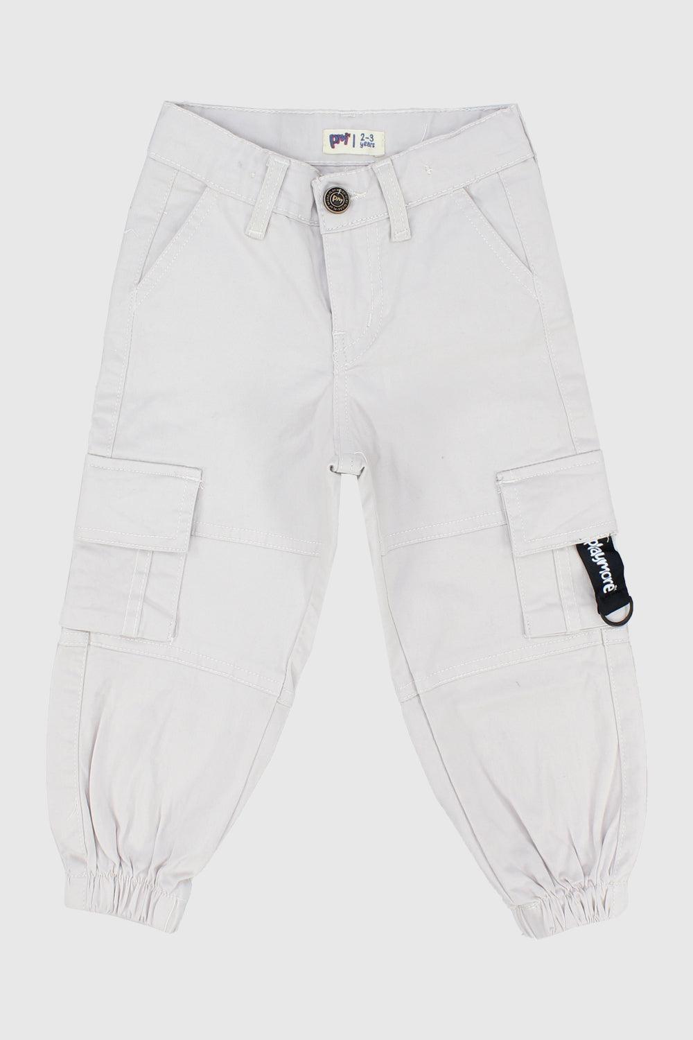 Unisex Beige Gabardine Cargo Pants - Ourkids - Playmore