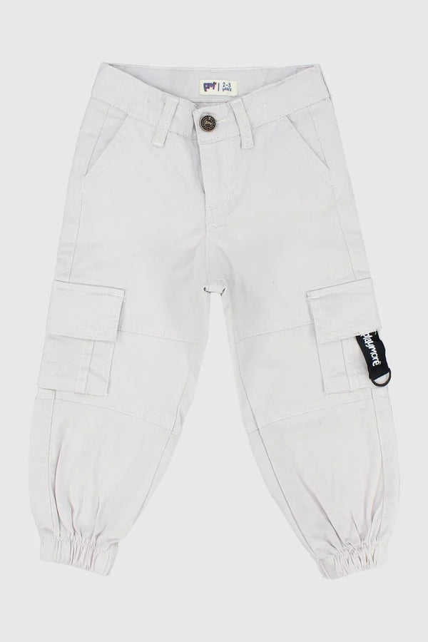 Unisex Beige Gabardine Cargo Pants - Ourkids - Playmore