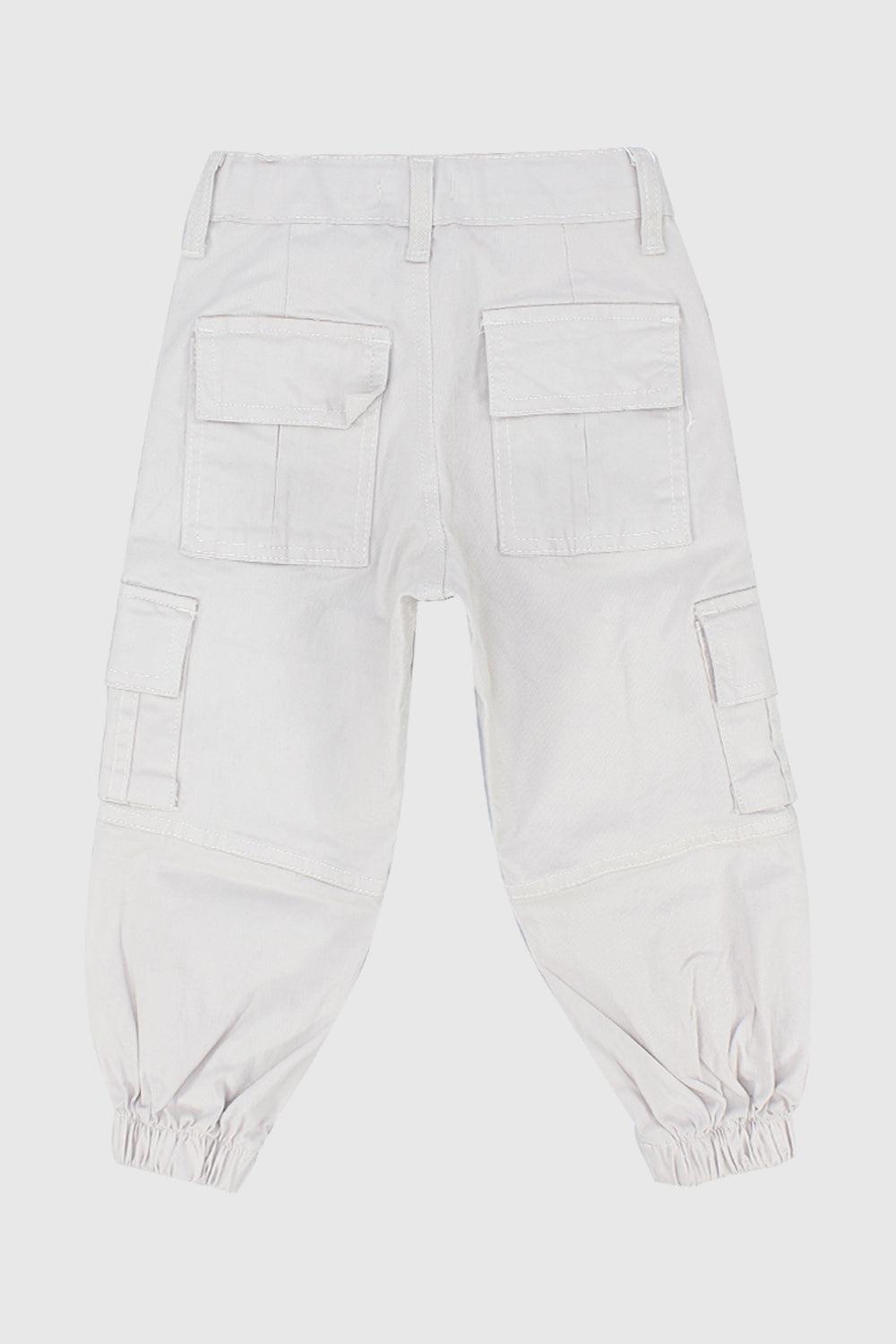 Unisex Beige Gabardine Cargo Pants - Ourkids - Playmore