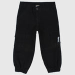 Unisex Black Gabardine Cargo Pants - Ourkids - Playmore