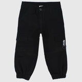 Unisex Black Gabardine Cargo Pants - Ourkids - Playmore