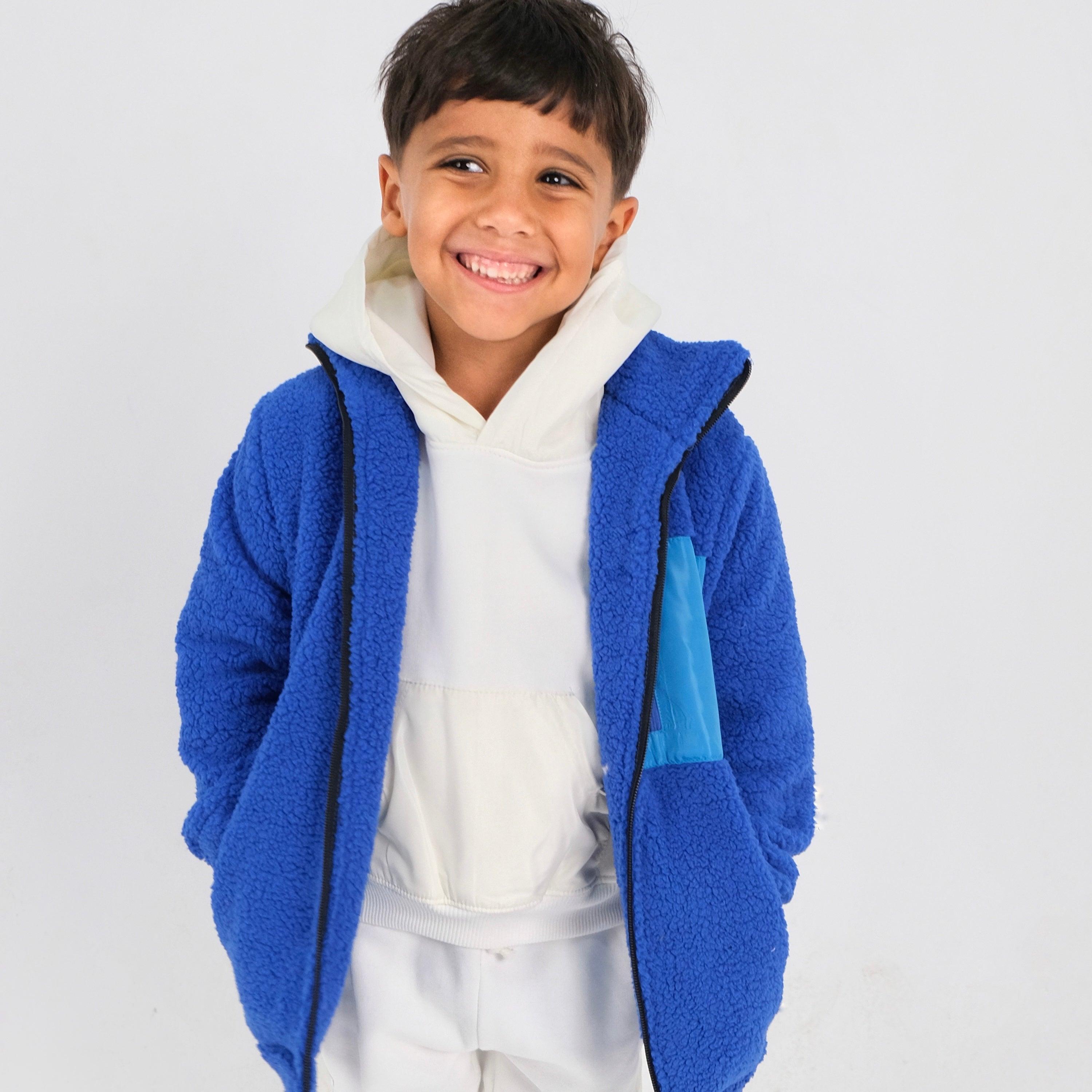 Unisex Blue Fur Jacket - Ourkids - Playmore