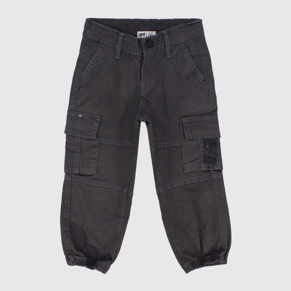 Unisex Charcoal Gabardine Cargo Pants - Ourkids - Playmore