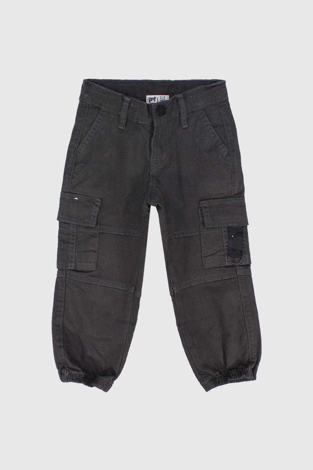 Unisex Charcoal Gabardine Cargo Pants - Ourkids - Playmore