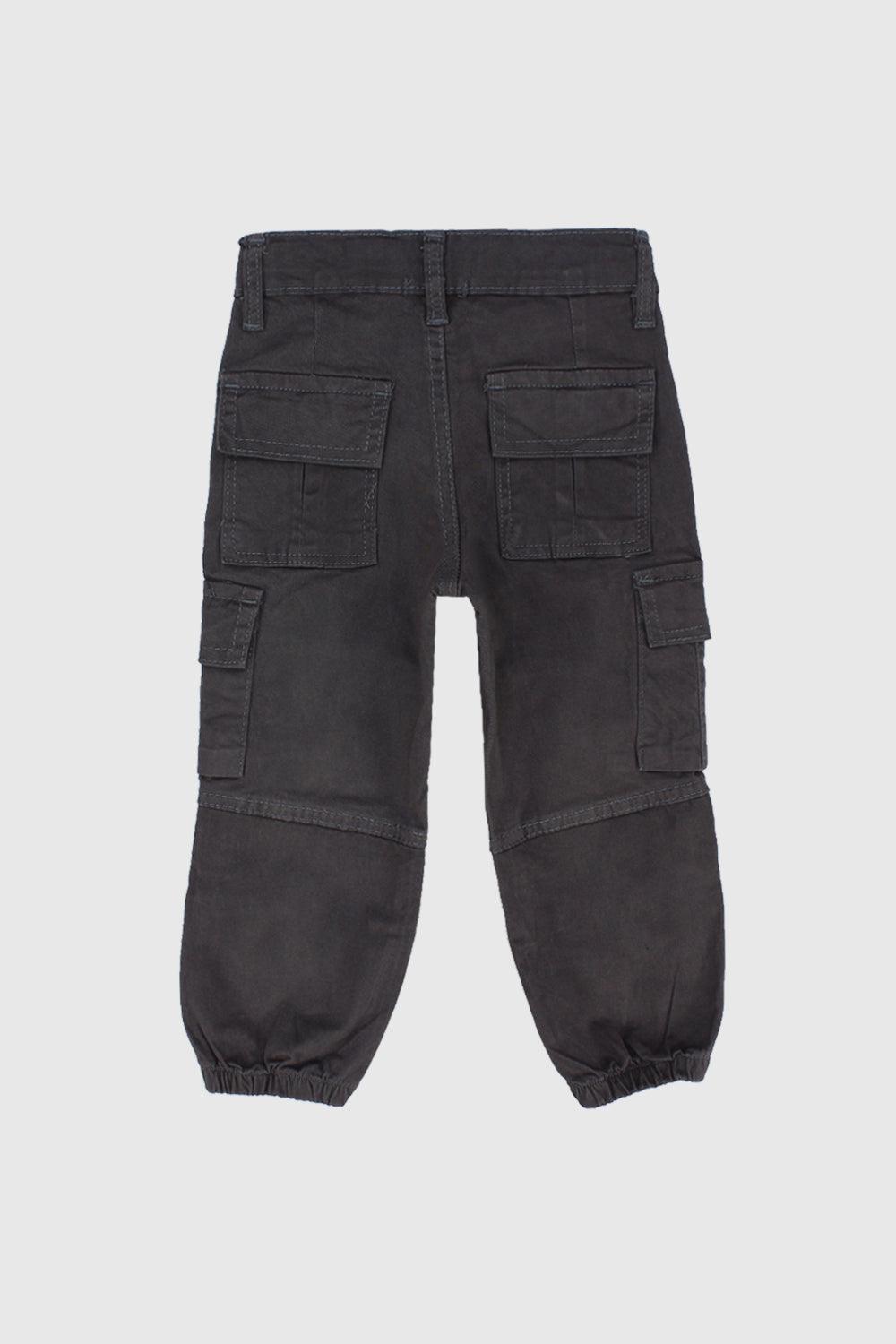 Unisex Charcoal Gabardine Cargo Pants - Ourkids - Playmore