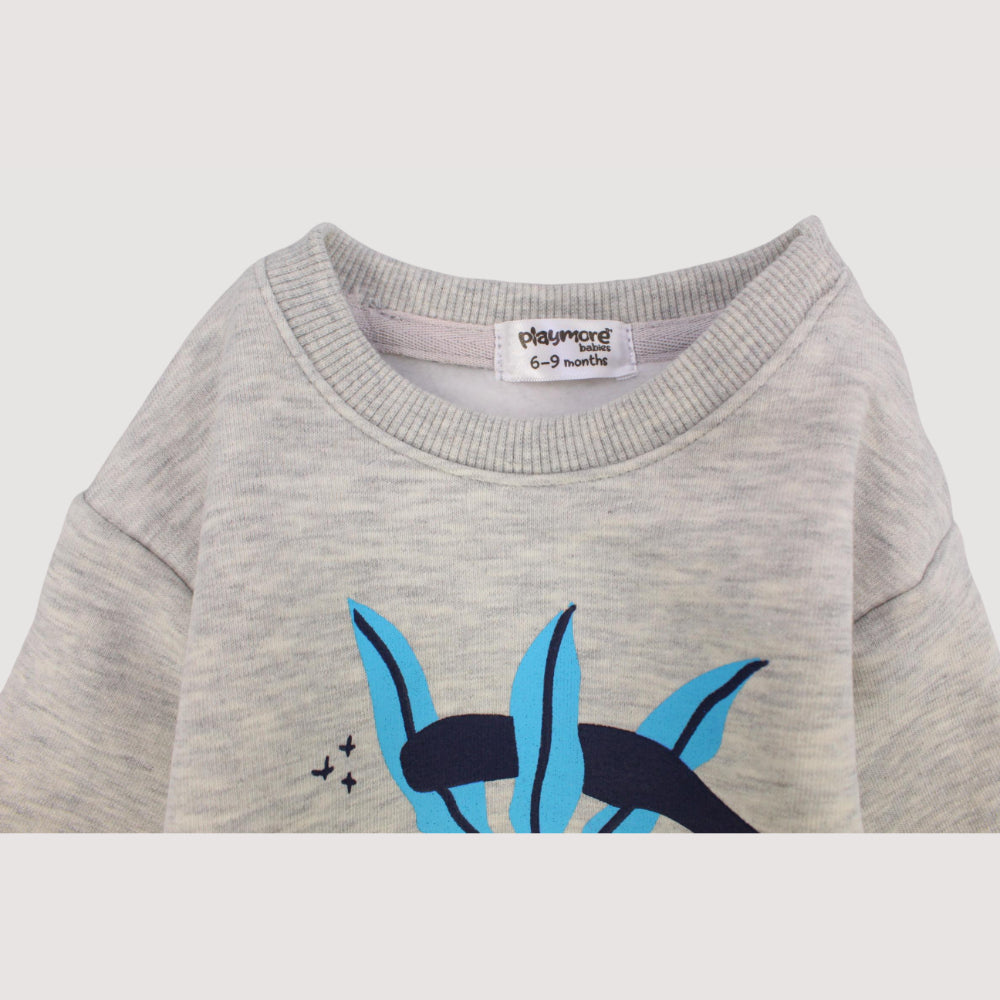 Unisex Grey Printed Sweatshirt - Ourkids - Playmore