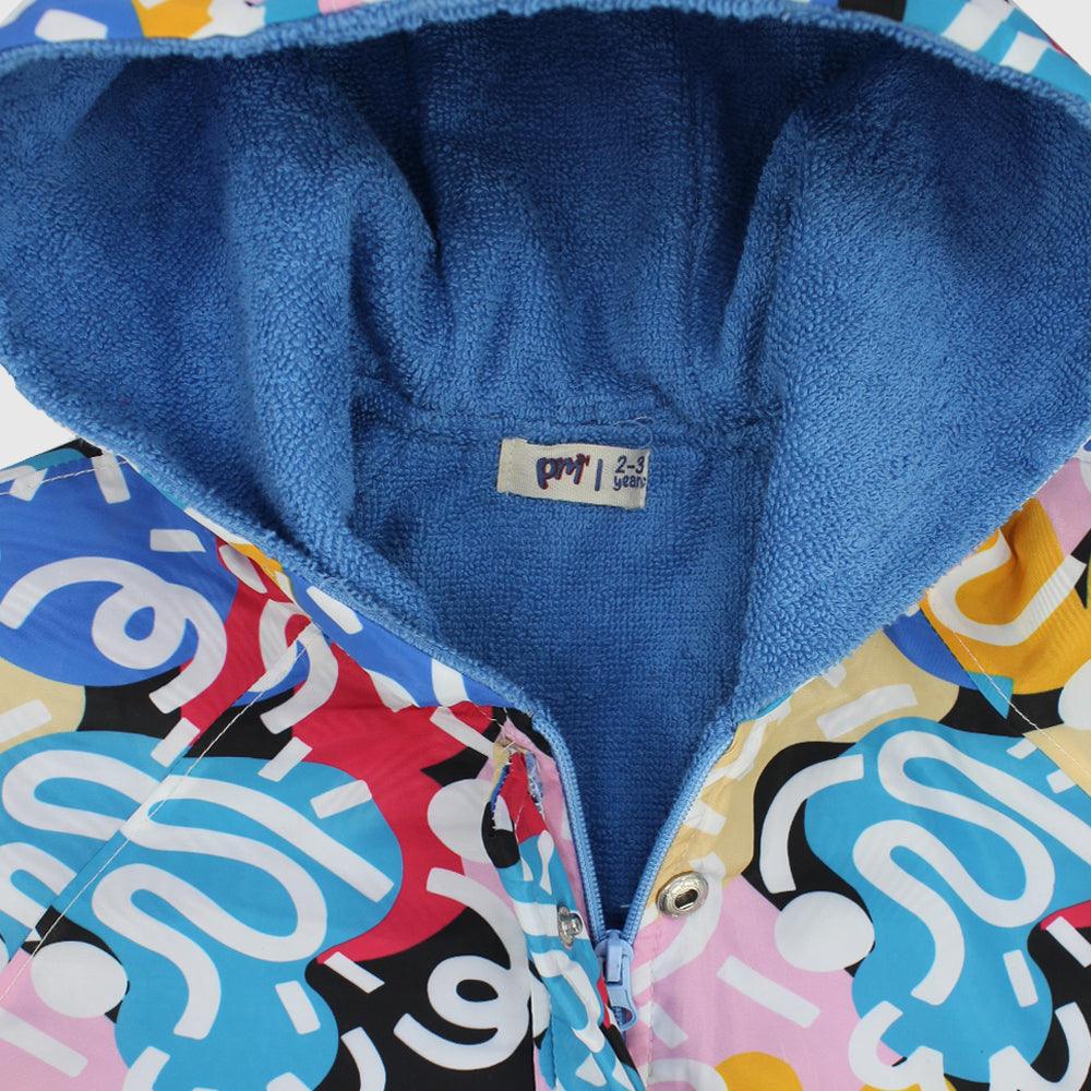 Unisex Multicolored Doodles Poncho Beach Towel With Hoodie - Ourkids - Playmore