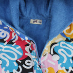 Unisex Multicolored Doodles Poncho Beach Towel With Hoodie - Ourkids - Playmore