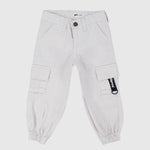 Unisex Offwhite Gabardine Cargo Pants - Ourkids - Playmore