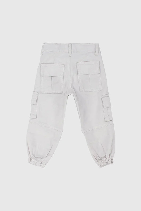 Unisex Offwhite Gabardine Cargo Pants - Ourkids - Playmore
