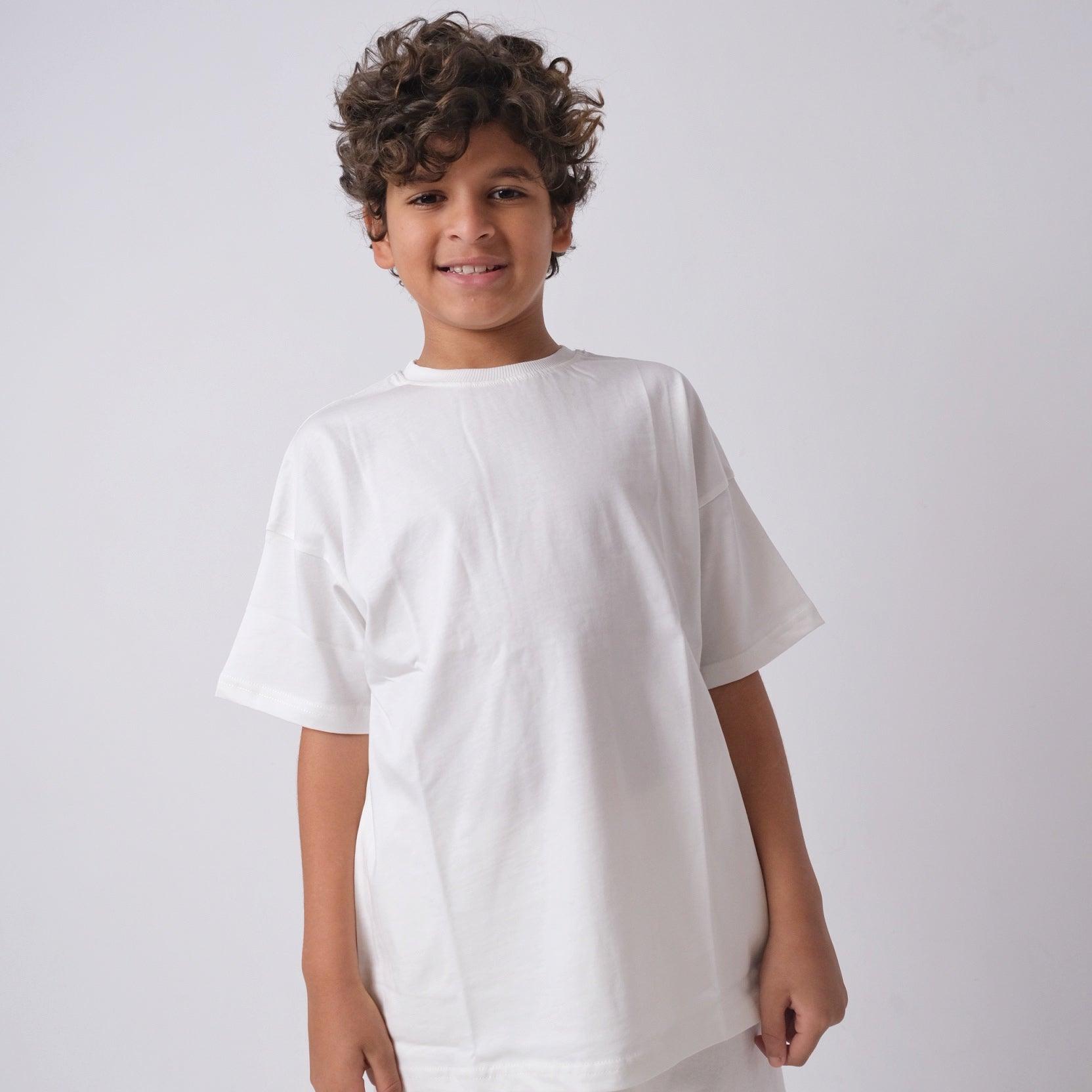 Unisex Plain Offwhite Short-Sleeved T-Shirt - Ourkids - Ourkids