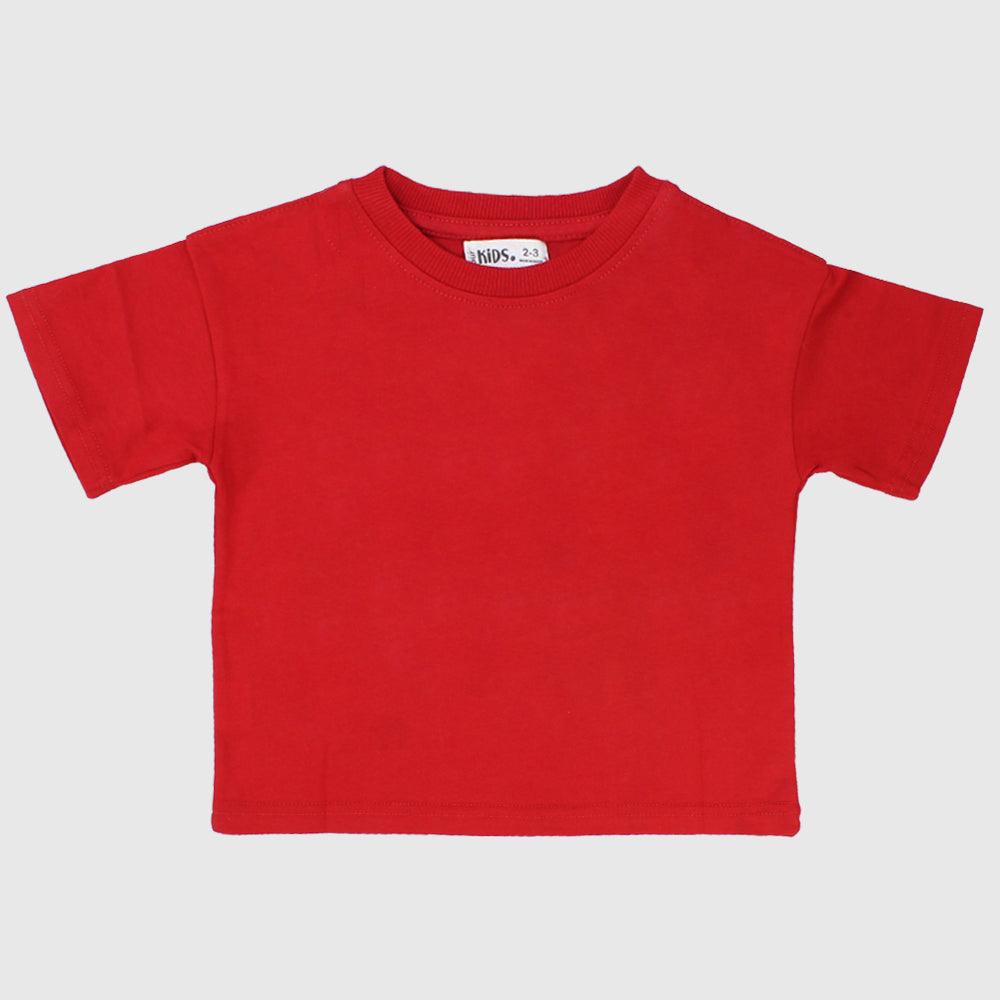 Unisex Plain Red Short-Sleeved T-Shirt - Ourkids - Ourkids