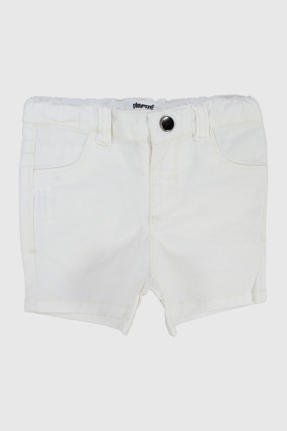 Unisex White Gabardine Shorts - Ourkids - Playmore