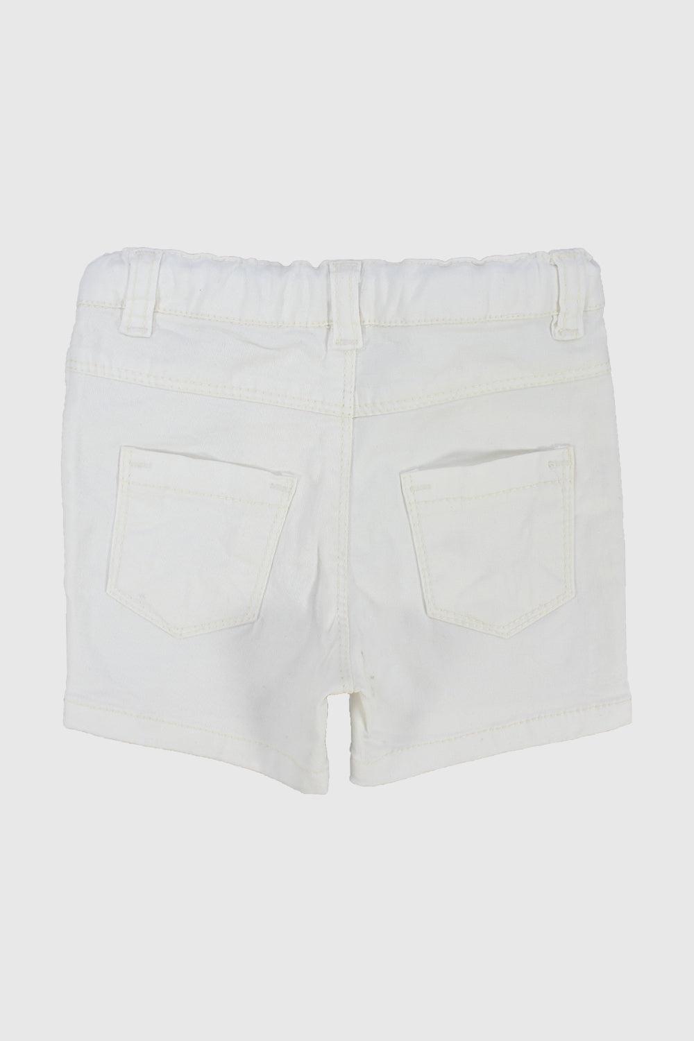 Unisex White Gabardine Shorts - Ourkids - Playmore