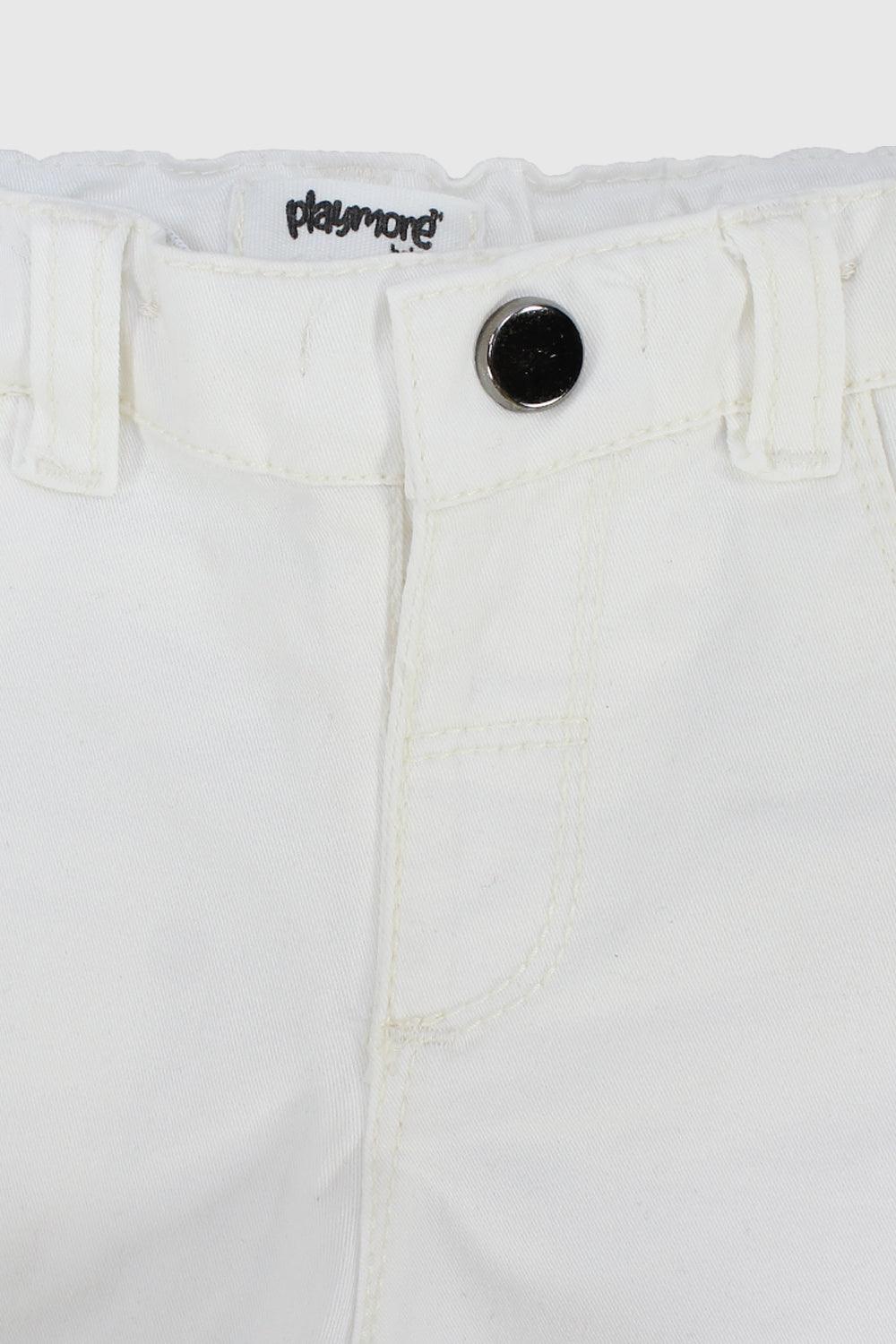 Unisex White Gabardine Shorts - Ourkids - Playmore